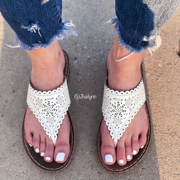 White vegan leather sandal - Picture 1 of 10